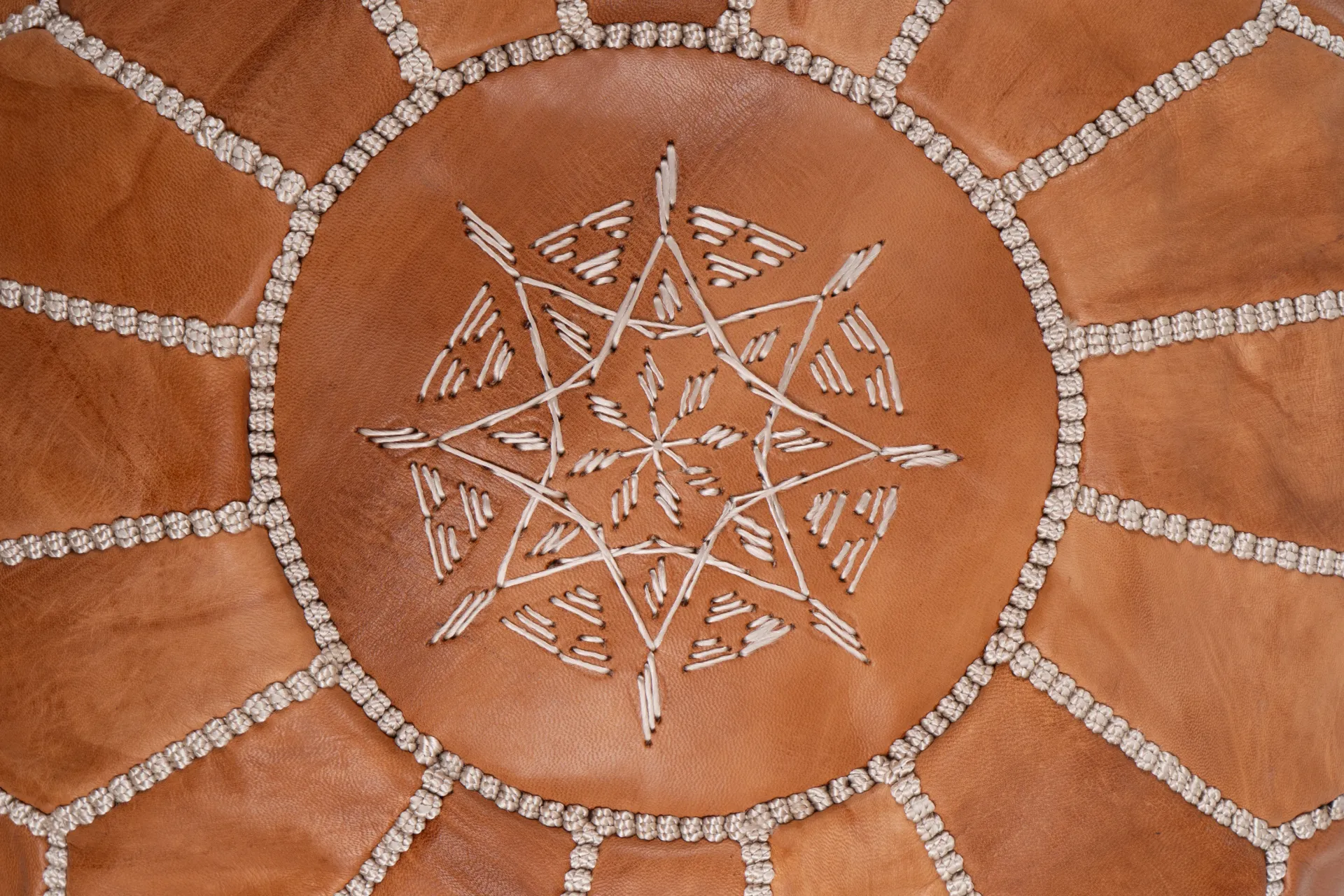 Small camel Color Handmade Moroccan Leather Pouf:(Not FILLED)